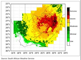 South African Weather Service Lightning Risk Areas